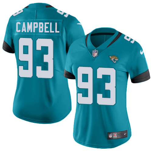 Nike Jaguars #93 Calais Campbell Teal Green Team Color Women's Stitched NFL Vapor Untouchable Limited Jersey